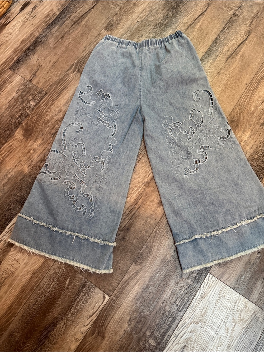 POL Light Blue Women’s Wide Leg Jeans with Cut Outs - Picture 5 of 5